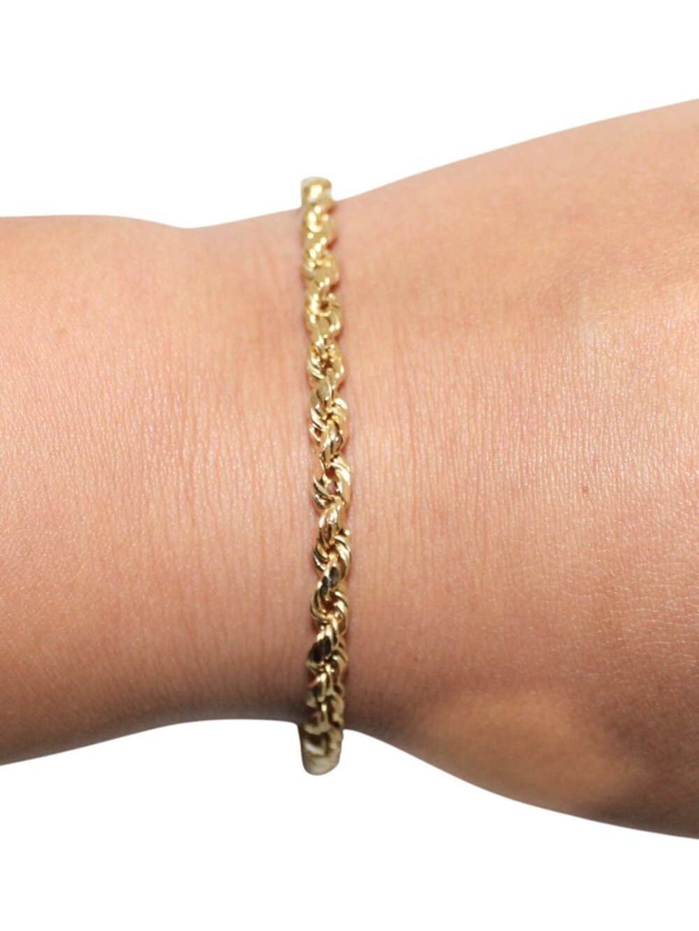 14k Solid Gold Bracelet 585 Gold Rope Bracelet 7.5 in length 4mm width